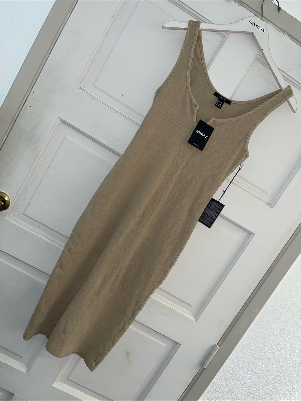 Forever 21 Taupe Ribbed Tank Midi Dress